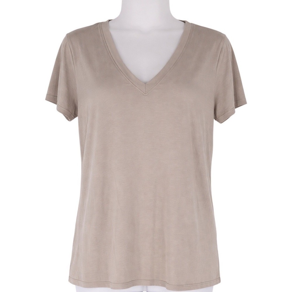 Zara Lyocell Tee Size Large Neutral Soft Drape Minimalist Top